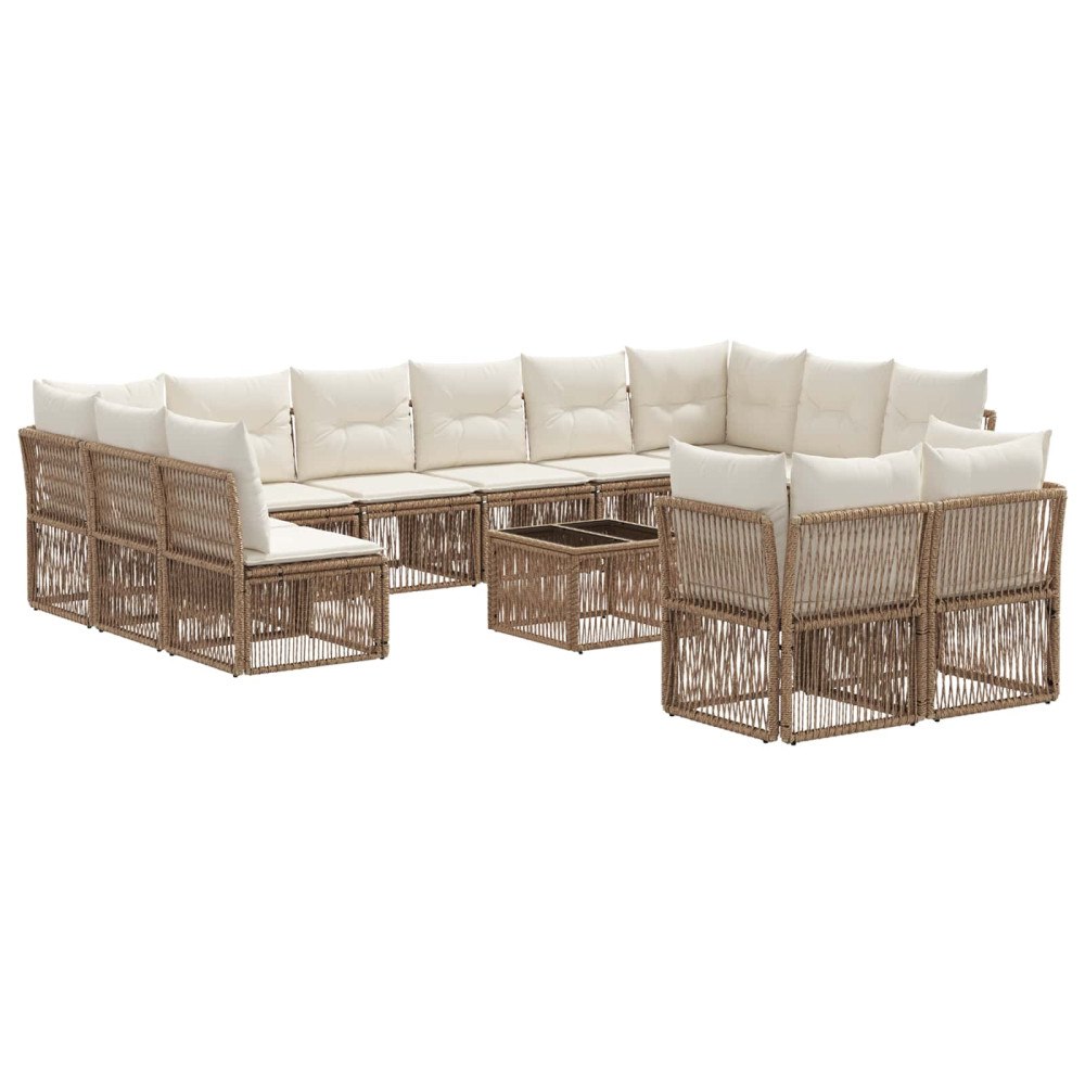 vidaXL Trädgårdsoffset 13 pcs Beige konstrotting