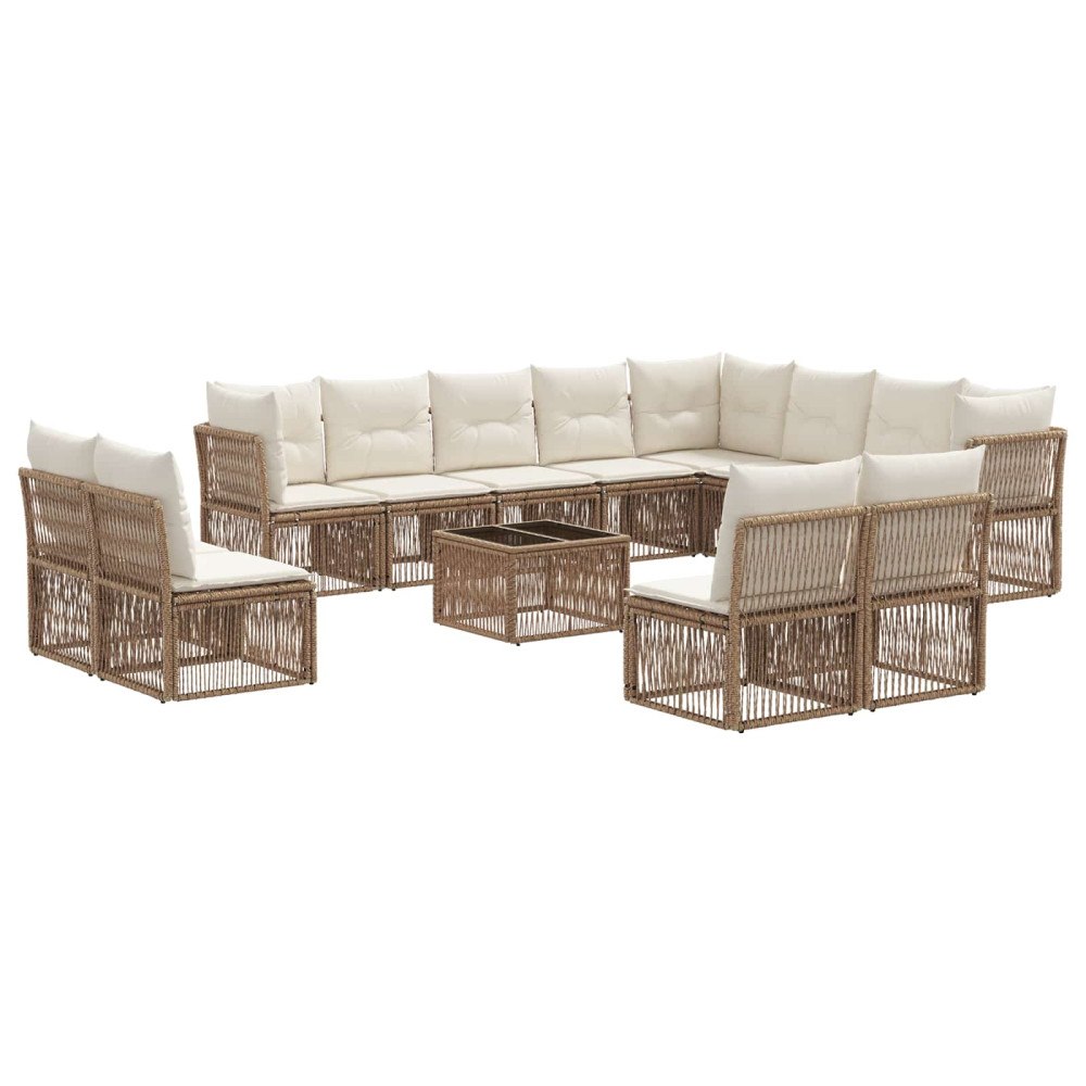 vidaXL Trädgårdsoffset 13 pcs Beige konstrotting