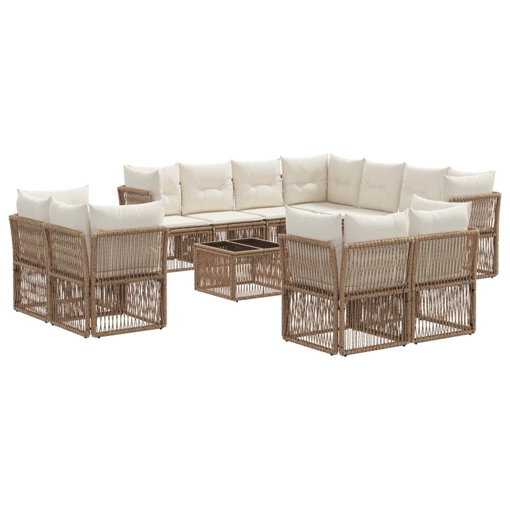 vidaXL Trädgårdsoffset 12 pcs Beige konstrotting