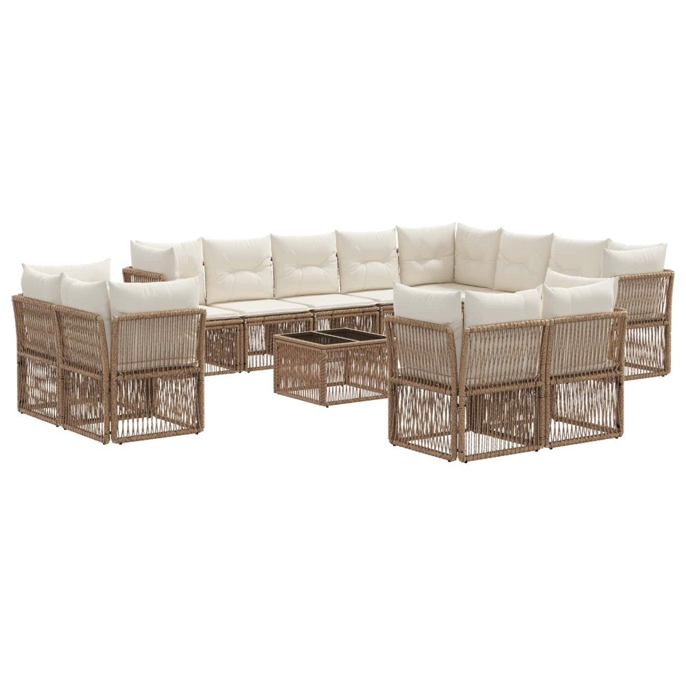 vidaXL Trädgårdsoffset 13 pcs Beige konstrotting
