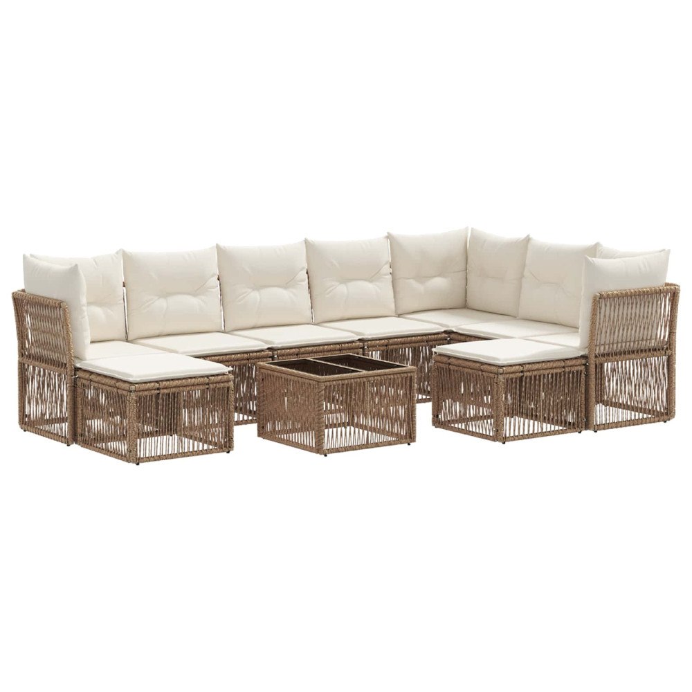 vidaXL Trädgårdsoffset 10 pcs Beige konstrotting