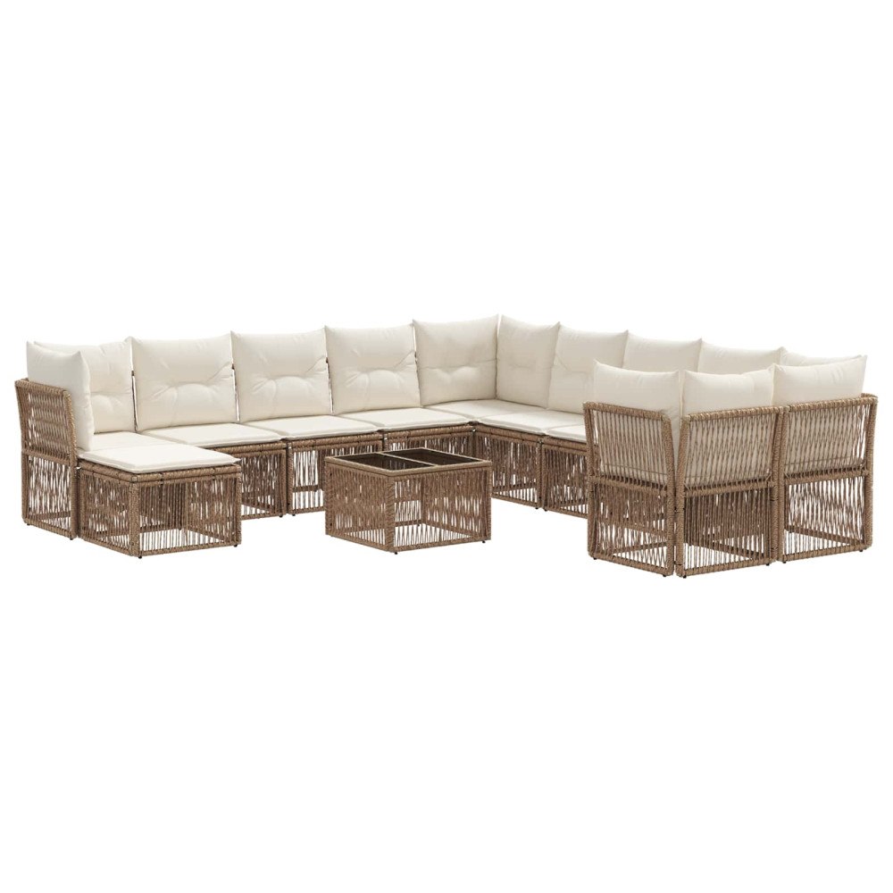 vidaXL Trädgårdsoffset 12 pcs Beige konstrotting