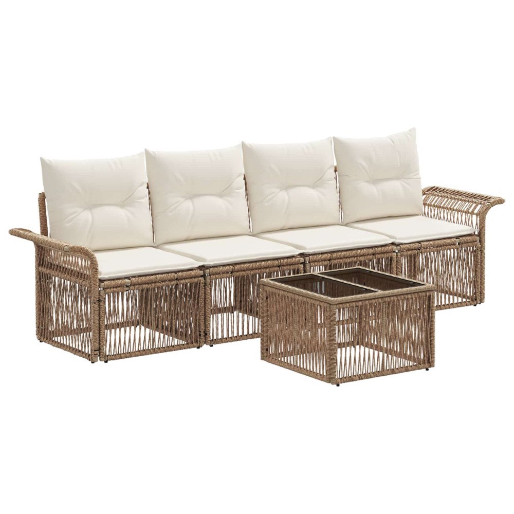vidaXL Trädgårdsoffset 5 pcs Beige konstrotting