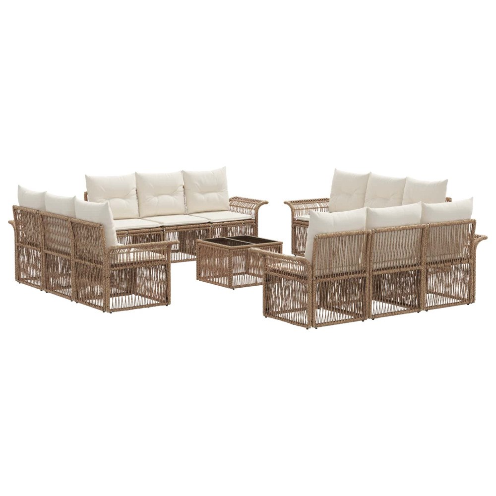 vidaXL Trädgårdsoffset 13 pcs Beige konstrotting