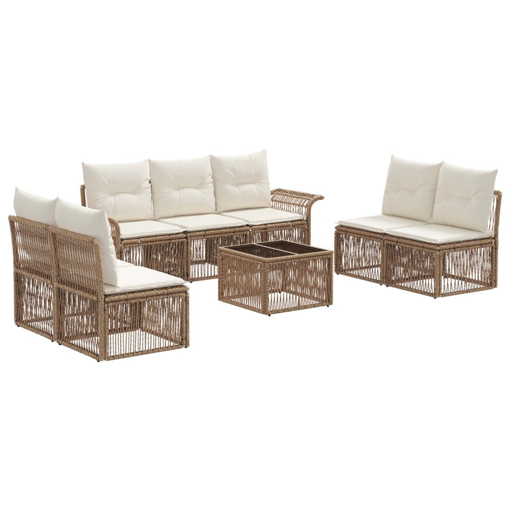 vidaXL Trädgårdsoffset 8 pcs Beige konstrotting