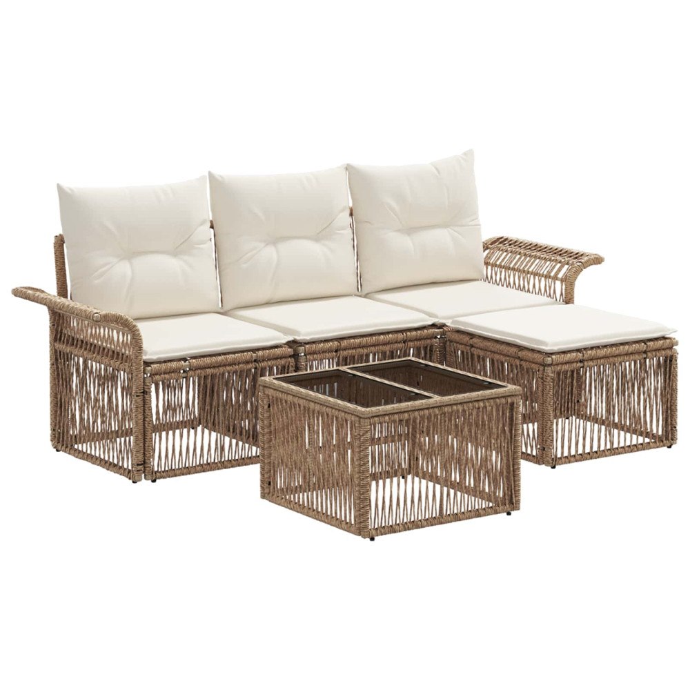 vidaXL Trädgårdsoffset 5 pcs Beige konstrotting