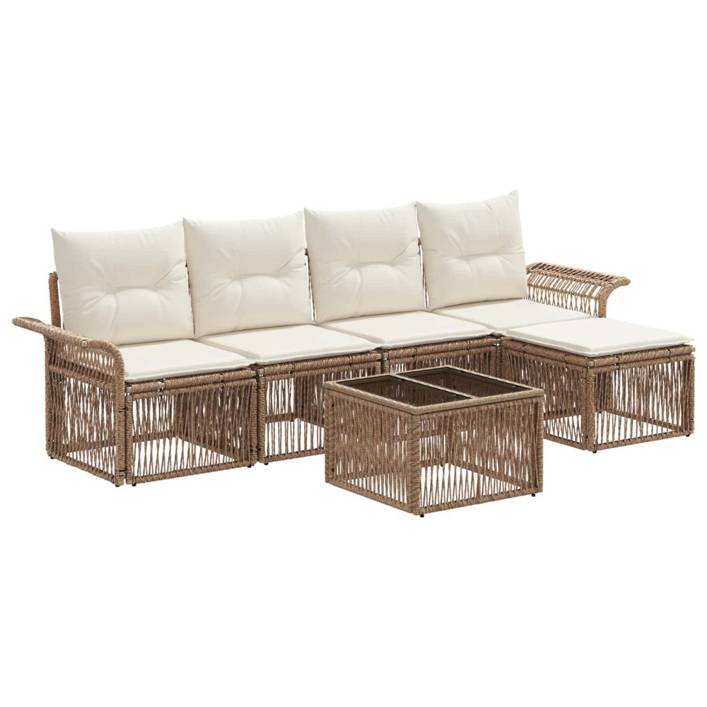 vidaXL Trädgårdsoffset 6 pcs Beige konstrotting