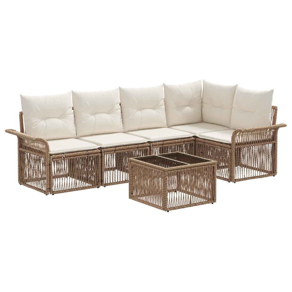 vidaXL Trädgårdsoffset 6 pcs Beige konstrotting
