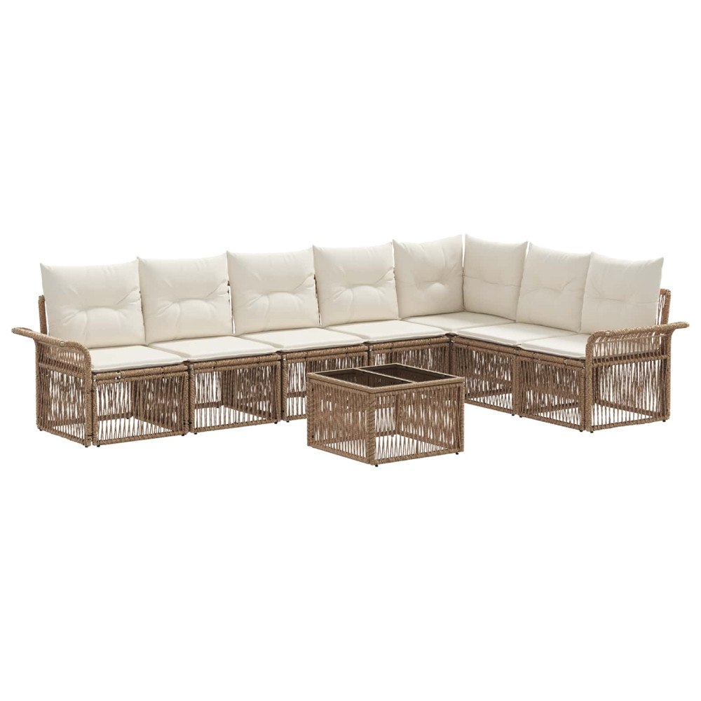 vidaXL Trädgårdsoffset 8 pcs Beige konstrotting