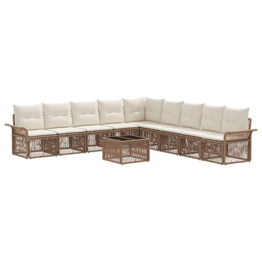 vidaXL Trädgårdsoffset 10 pcs Beige konstrotting