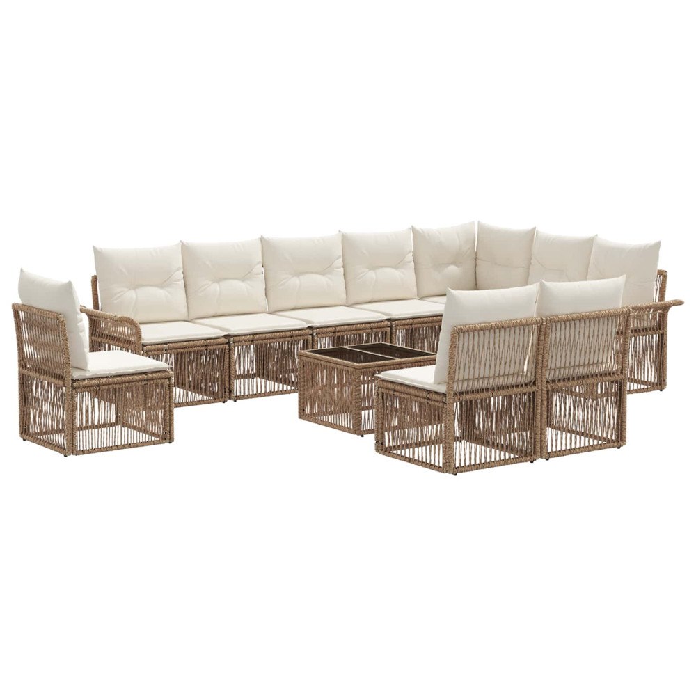 vidaXL Trädgårdsoffset 11 pcs Beige konstrotting