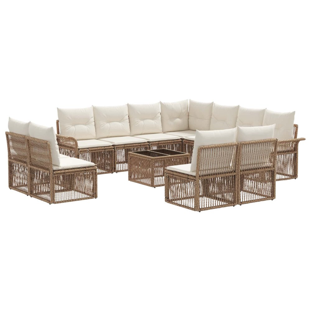 vidaXL Trädgårdsoffset 12 pcs Beige konstrotting