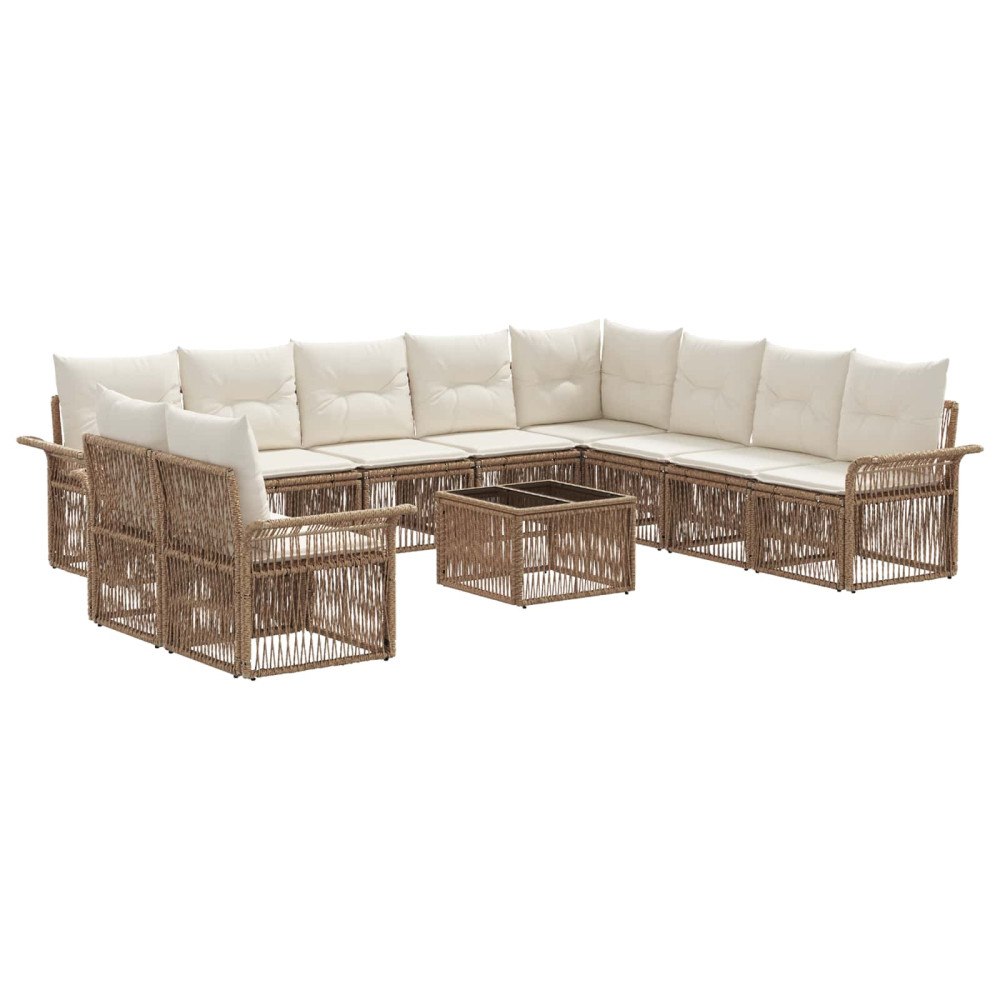 vidaXL Trädgårdsoffset 11 pcs Beige konstrotting
