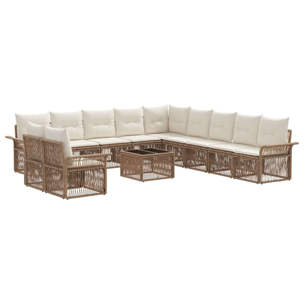 vidaXL Trädgårdsoffset 12 pcs Beige konstrotting