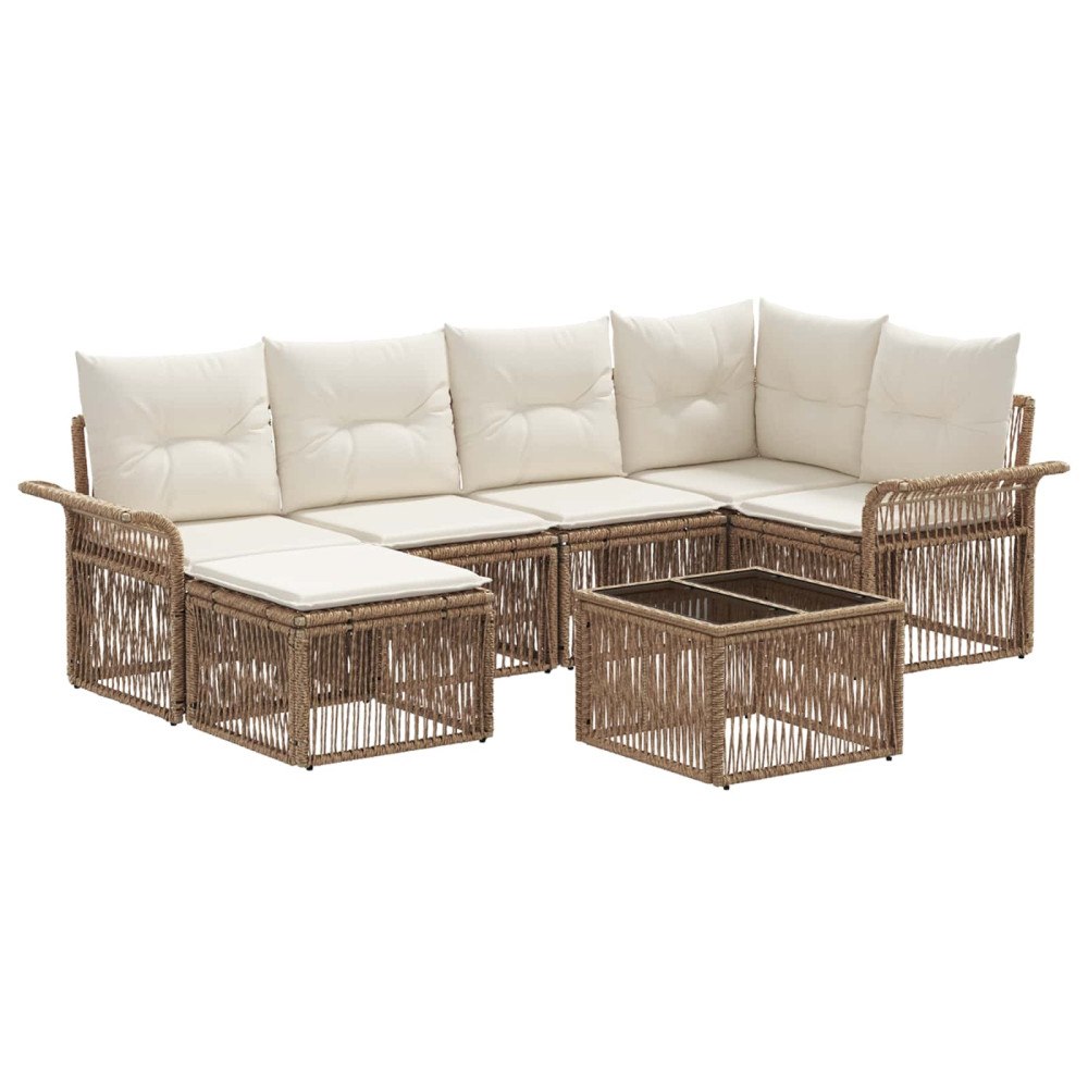 vidaXL Trädgårdsoffset 7 pcs Beige konstrotting