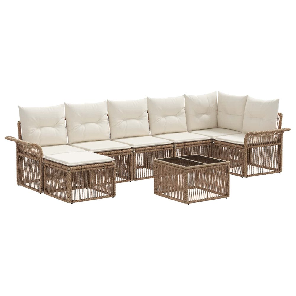 vidaXL Trädgårdsoffset 8 pcs Beige konstrotting