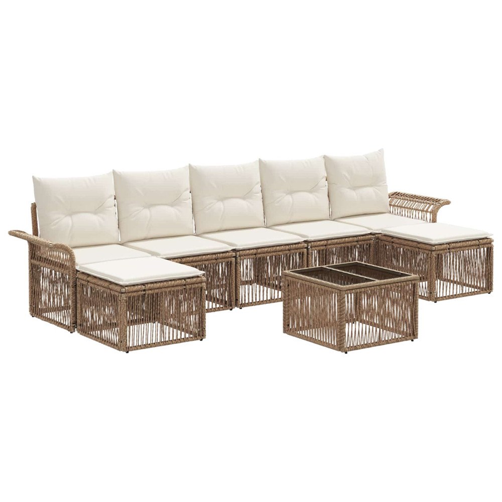 vidaXL Trädgårdsoffset 8 pcs Beige konstrotting