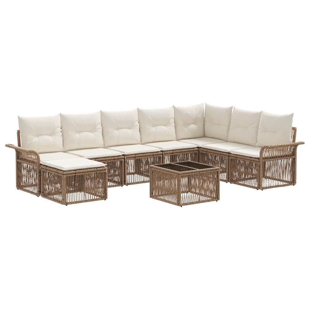 vidaXL Trädgårdsoffset 9 pcs Beige konstrotting