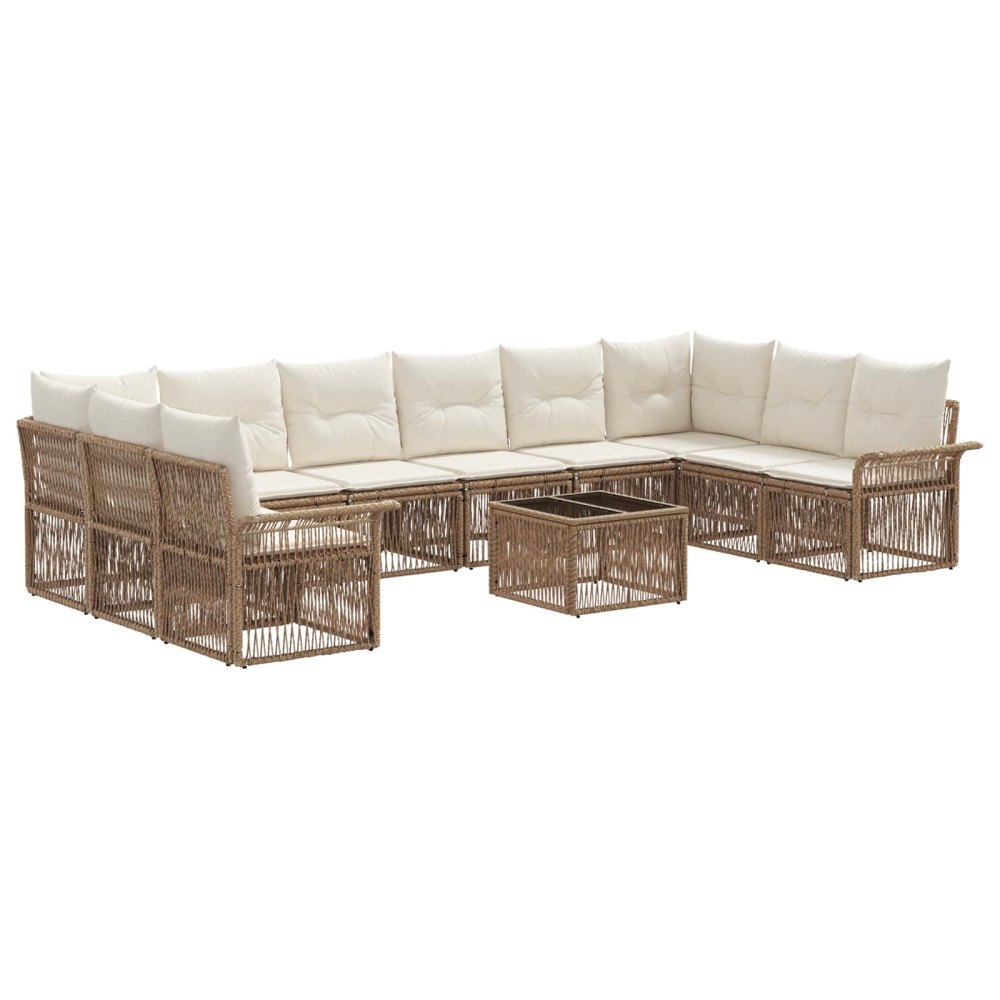 vidaXL Trädgårdsoffset 11 pcs Beige konstrotting