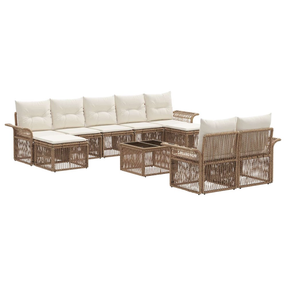 vidaXL Trädgårdsoffset 10 pcs Beige konstrotting