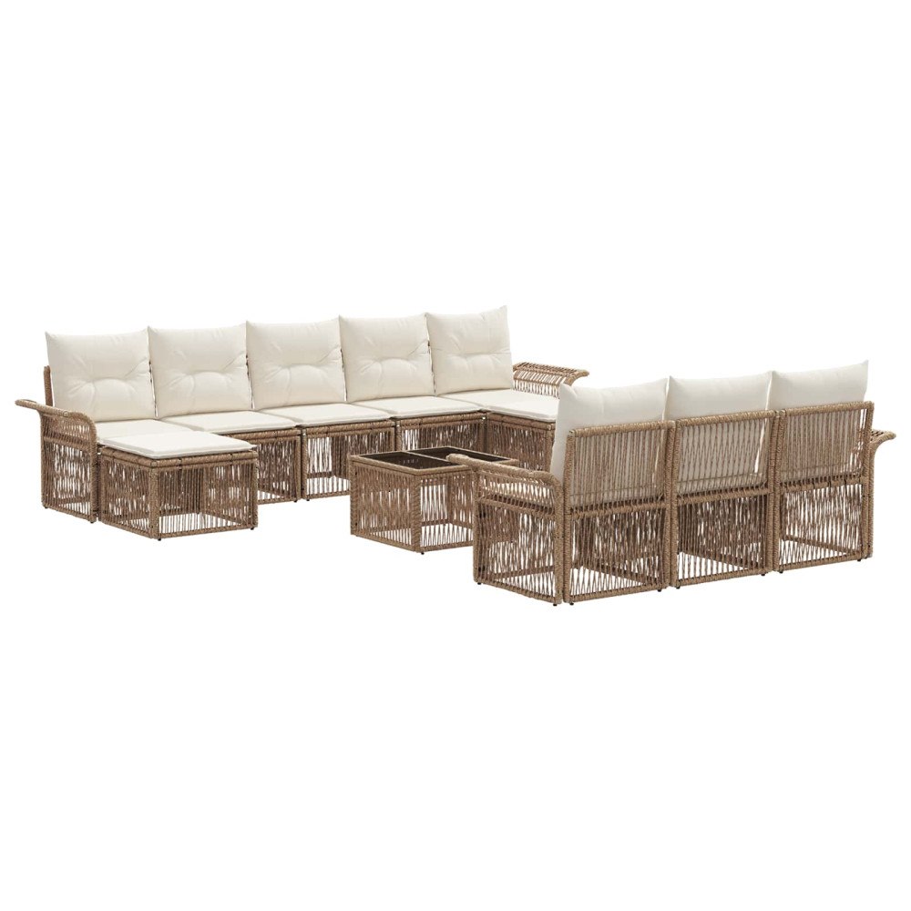 vidaXL Trädgårdsoffset 11 pcs Beige konstrotting