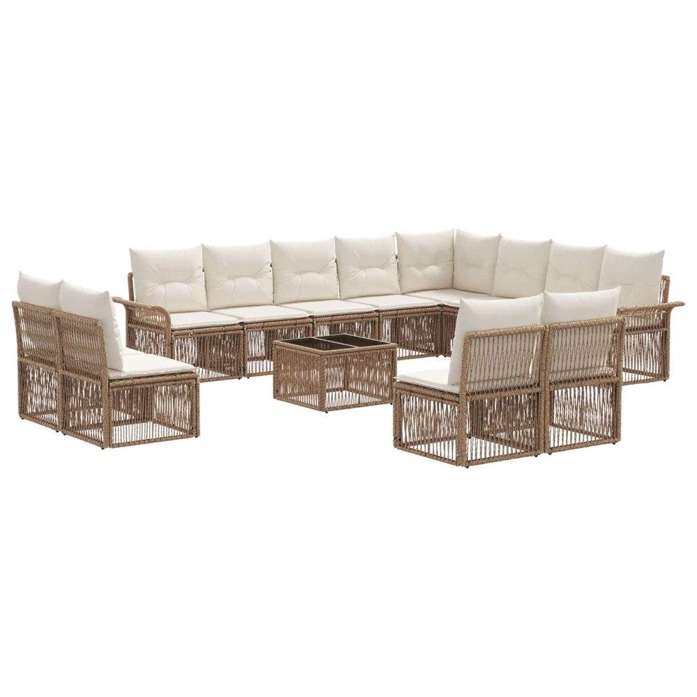 vidaXL Trädgårdsoffset 13 pcs Beige konstrotting