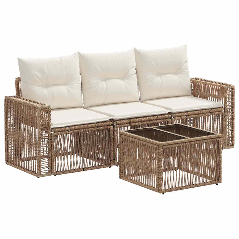 vidaXL Trädgårdsoffset 4 pcs Beige och krämvit konstrotting