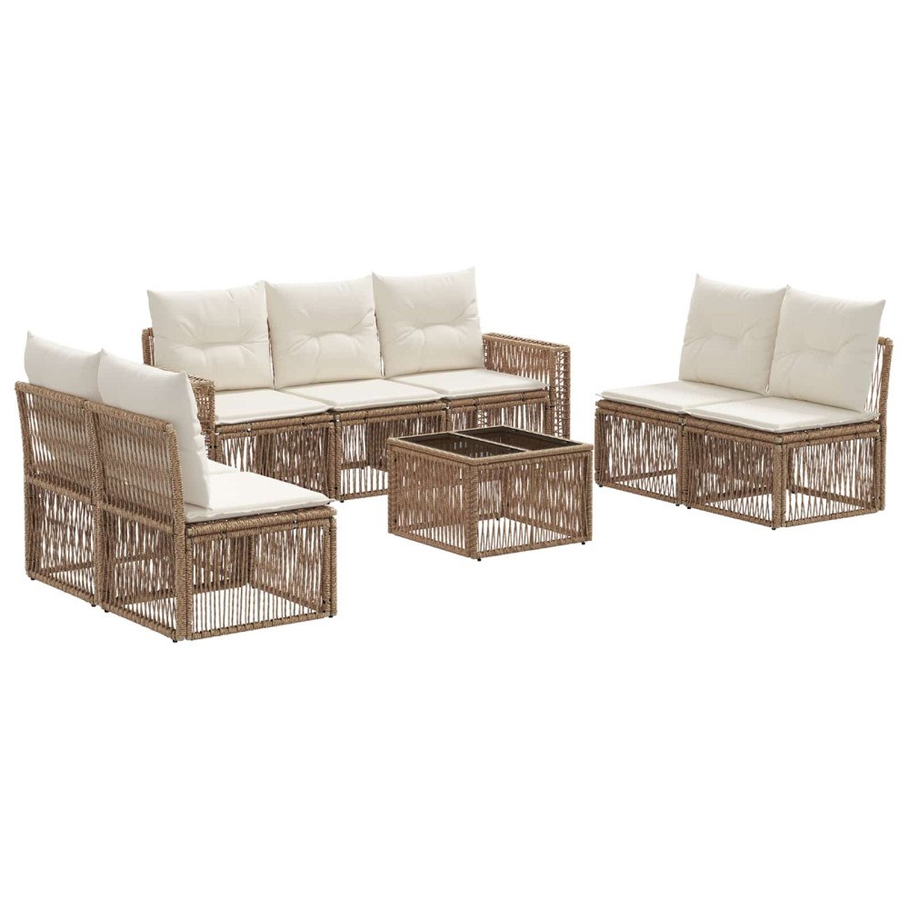 vidaXL Trädgårdsoffset 8 pcs Beige och krämvit konstrotting