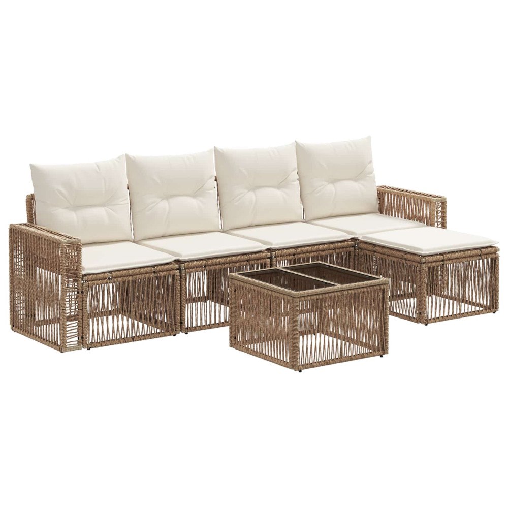 vidaXL Trädgårdsoffset 6 pcs Beige och krämvit konstrotting