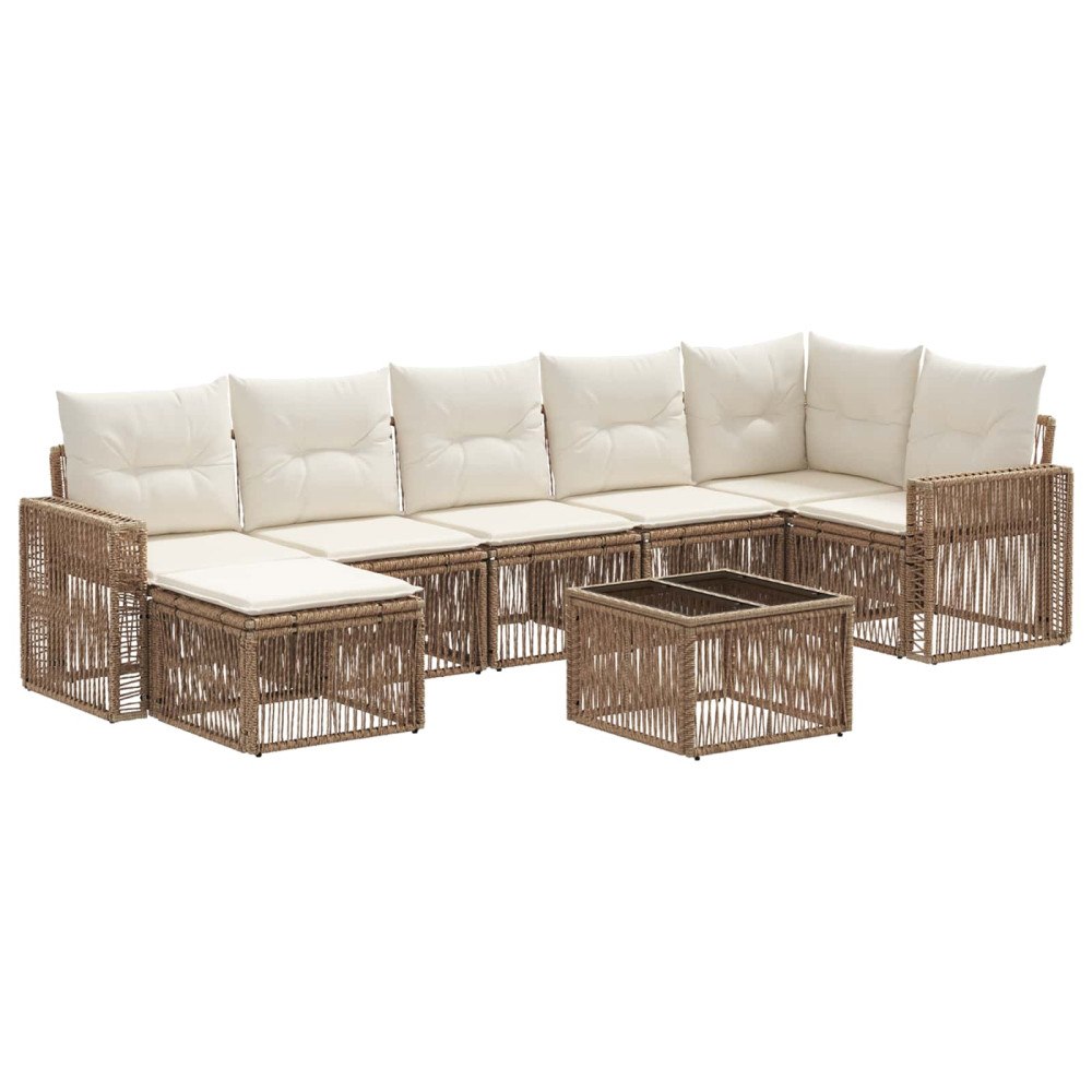 vidaXL Trädgårdsoffset 8 pcs Beige och krämvit konstrotting