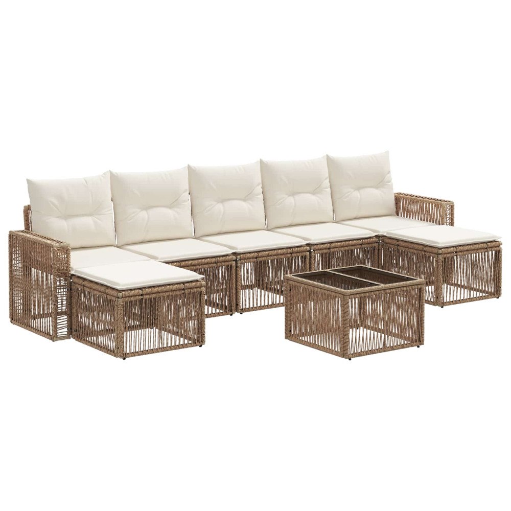 vidaXL Trädgårdsoffset 8 pcs Beige och krämvit konstrotting
