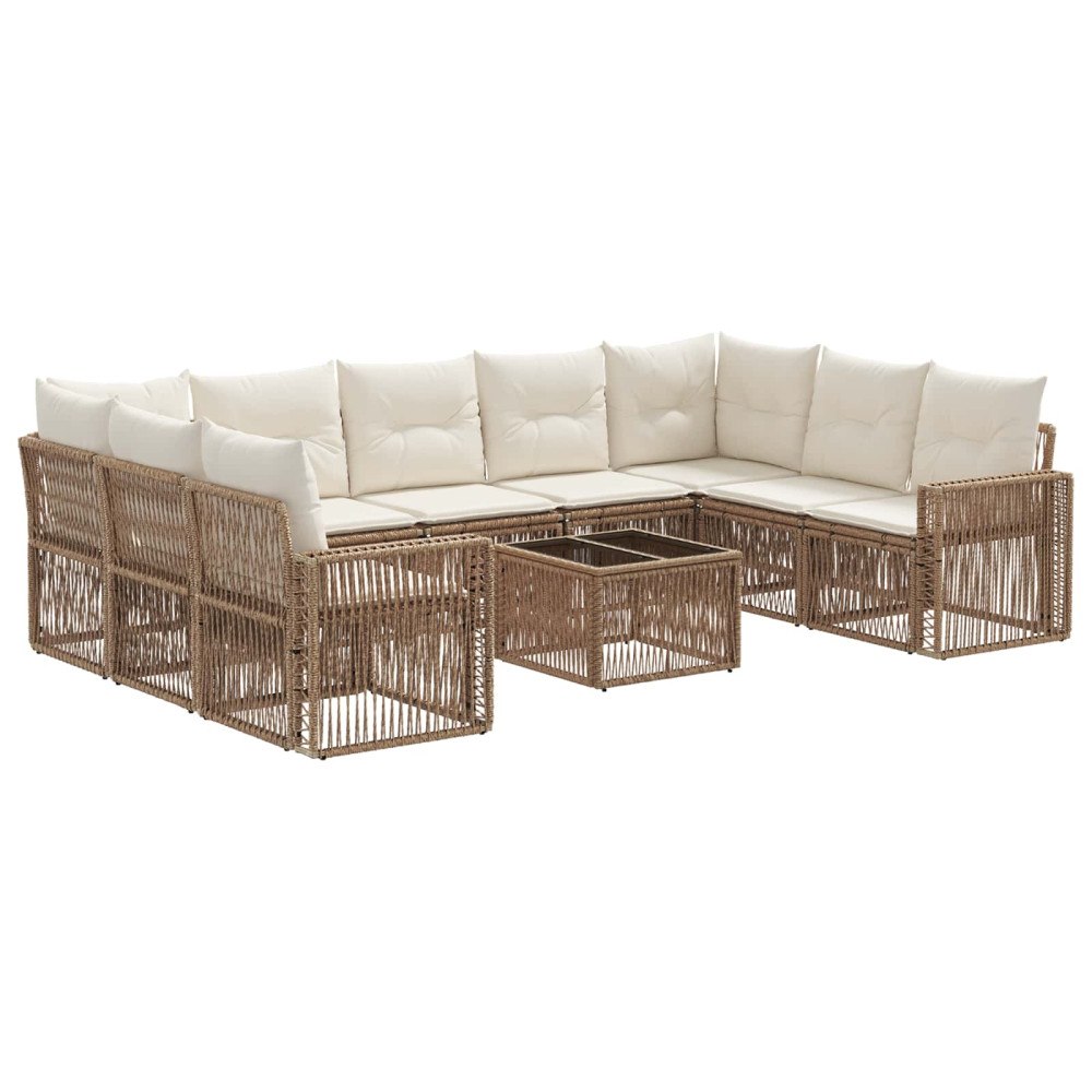 vidaXL Trädgårdsoffset 10 pcs Beige och krämvit konstrotting