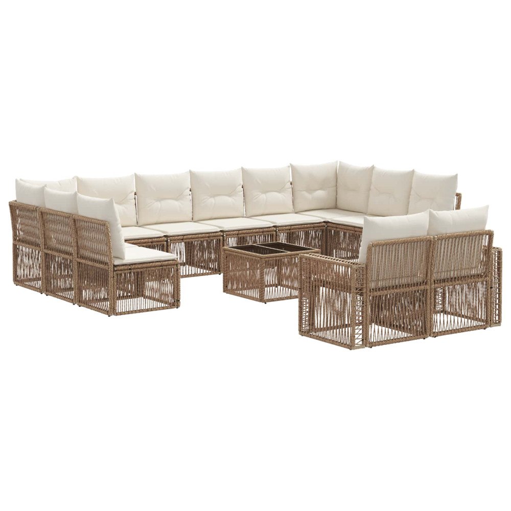 vidaXL Trädgårdsoffset 13 pcs Beige och krämvit konstrotting