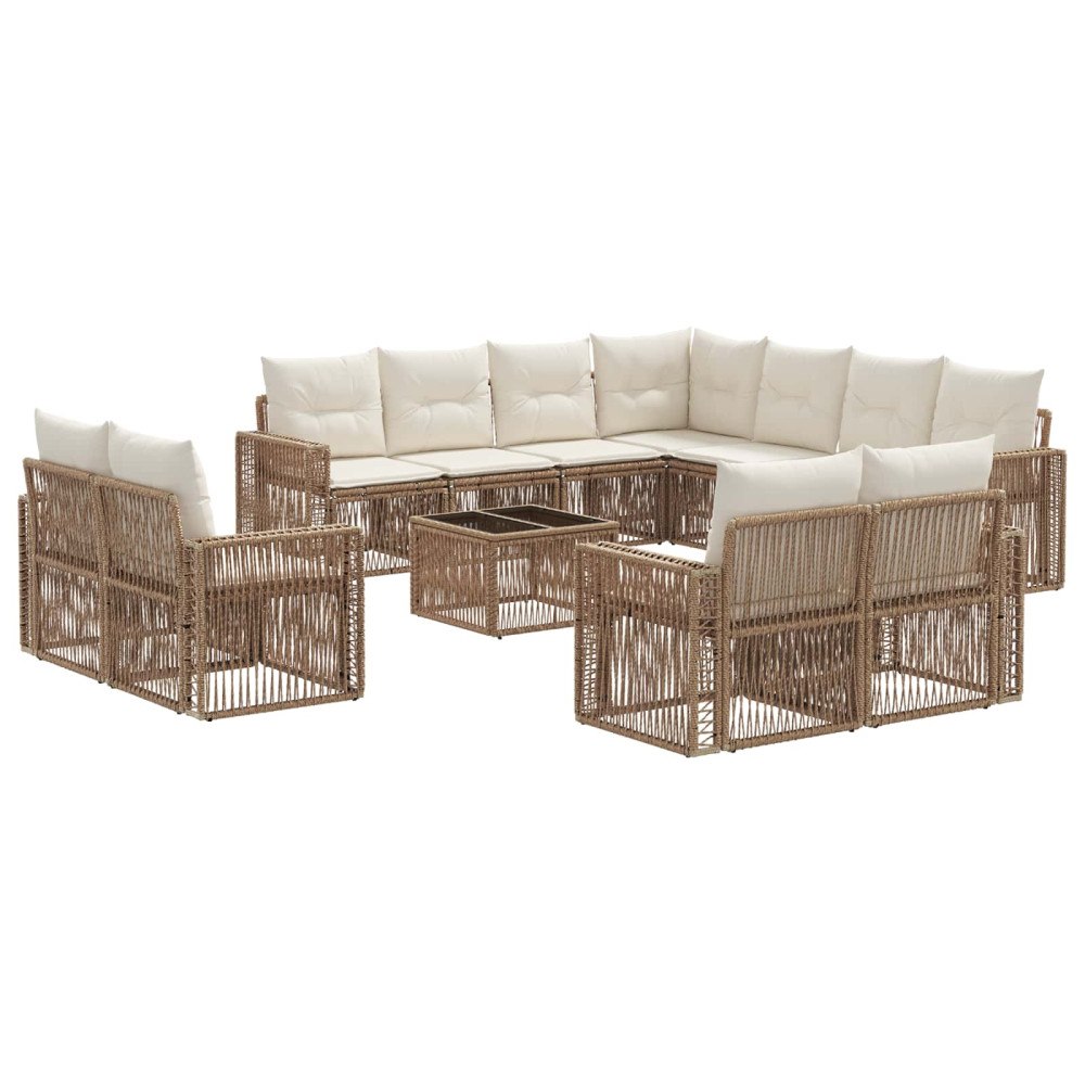 vidaXL Trädgårdsoffset 12 pcs Beige och krämvit konstrotting