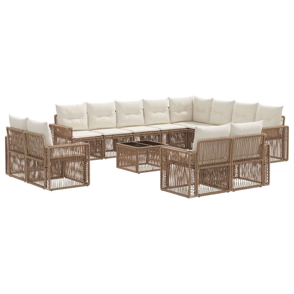 vidaXL Trädgårdsoffset 13 pcs Beige och krämvit konstrotting