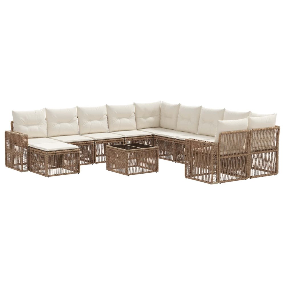 vidaXL Trädgårdsoffset 12 pcs Beige och krämvit konstrotting