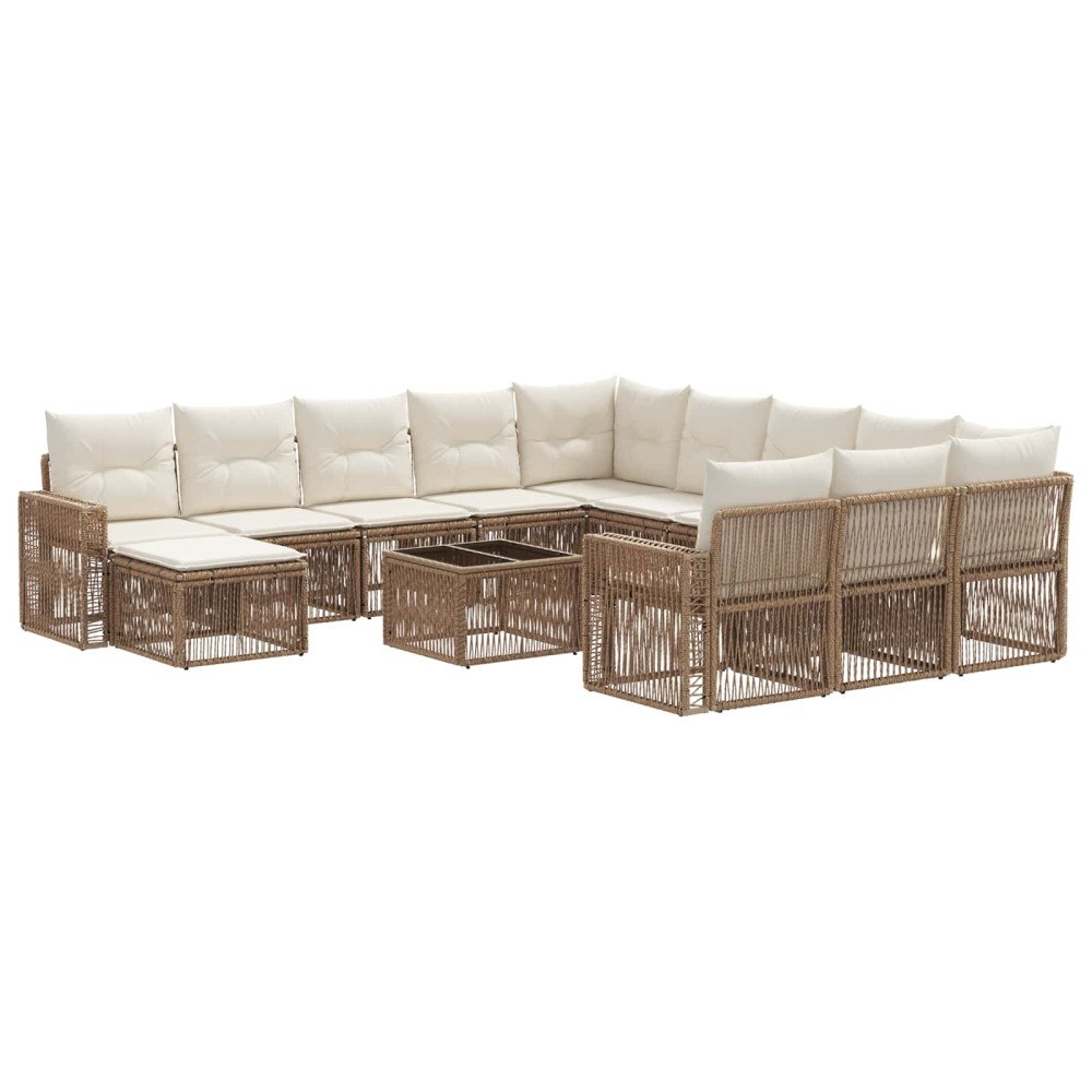 vidaXL Trädgårdsoffset 13 pcs Beige och krämvit konstrotting