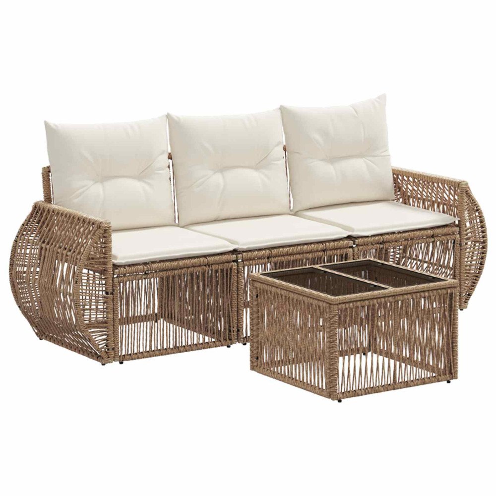 vidaXL Trädgårdsoffset 4 pcs Beige och krämvit konstrotting