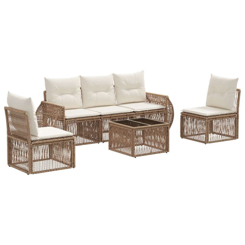 vidaXL Trädgårdsoffset 6 pcs Beige och krämvit konstrotting