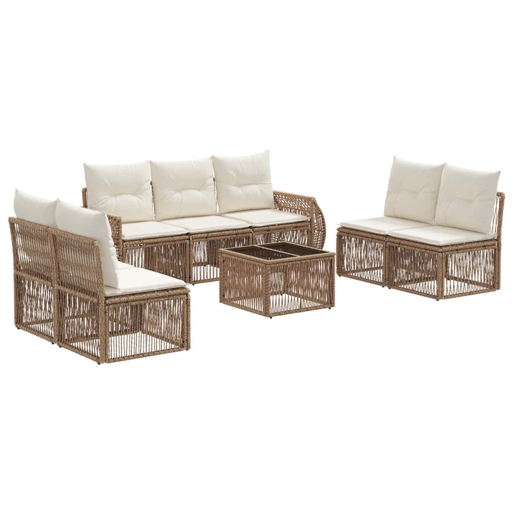 vidaXL Trädgårdsoffset 8 pcs Beige och krämvit konstrotting