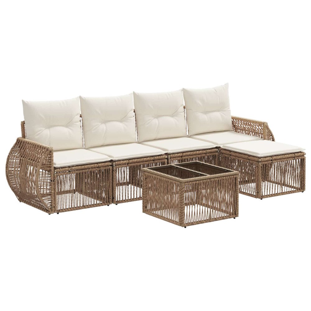 vidaXL Trädgårdsoffset 6 pcs Beige och krämvit konstrotting
