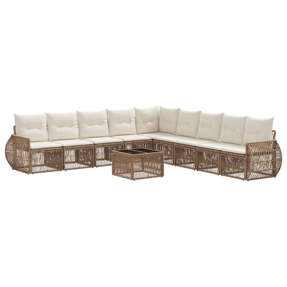 vidaXL Trädgårdsoffset 10 pcs Beige och krämvit konstrotting