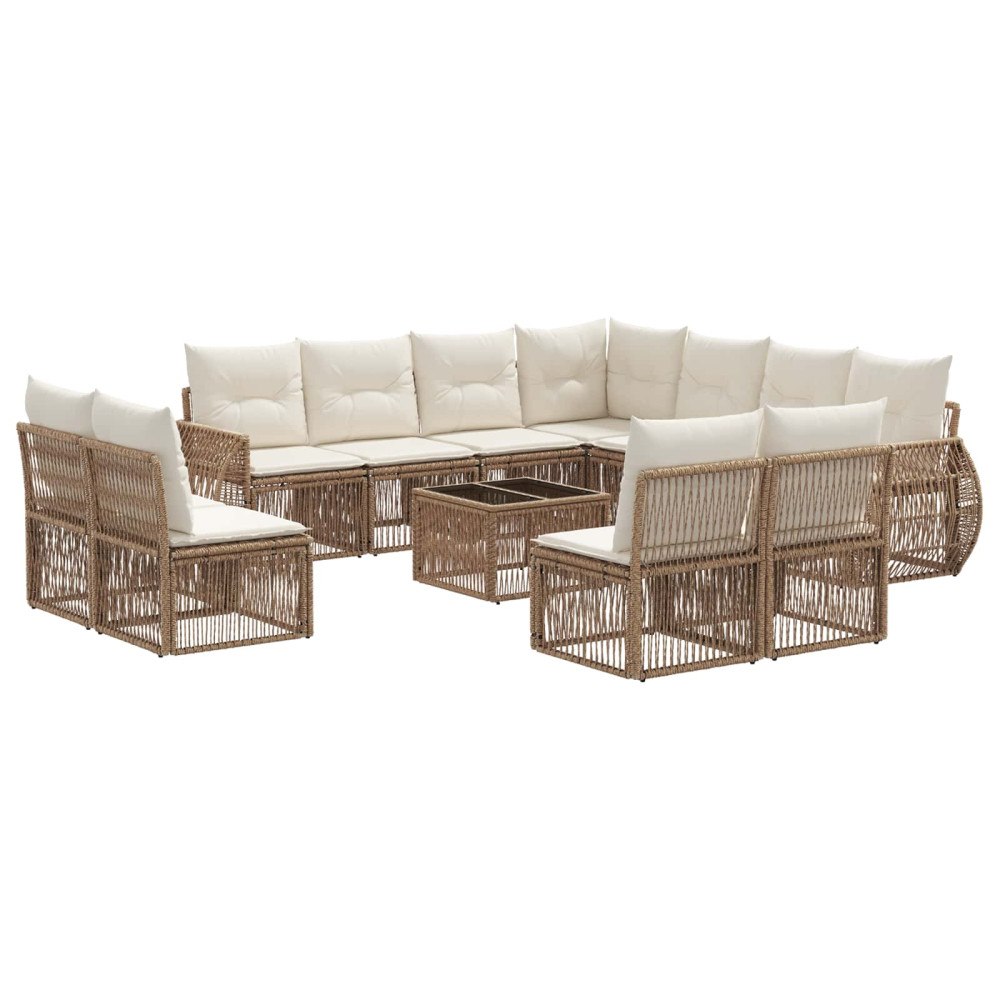vidaXL Trädgårdsoffset 12 pcs Beige och krämvit konstrotting
