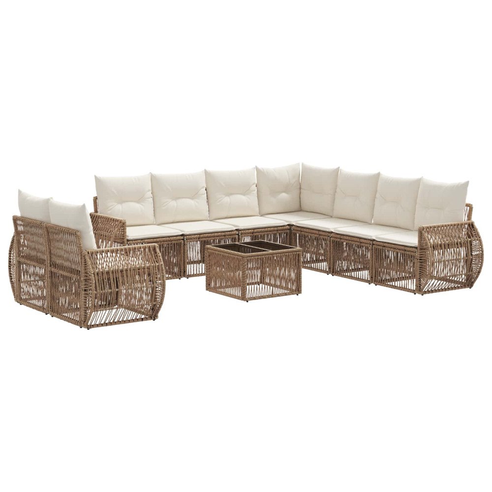 vidaXL Trädgårdsoffset 10 pcs Beige och krämvit konstrotting