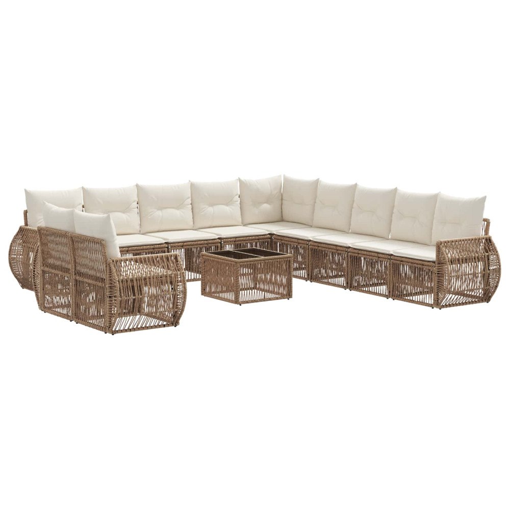 vidaXL Trädgårdsoffset 12 pcs Beige och krämvit konstrotting
