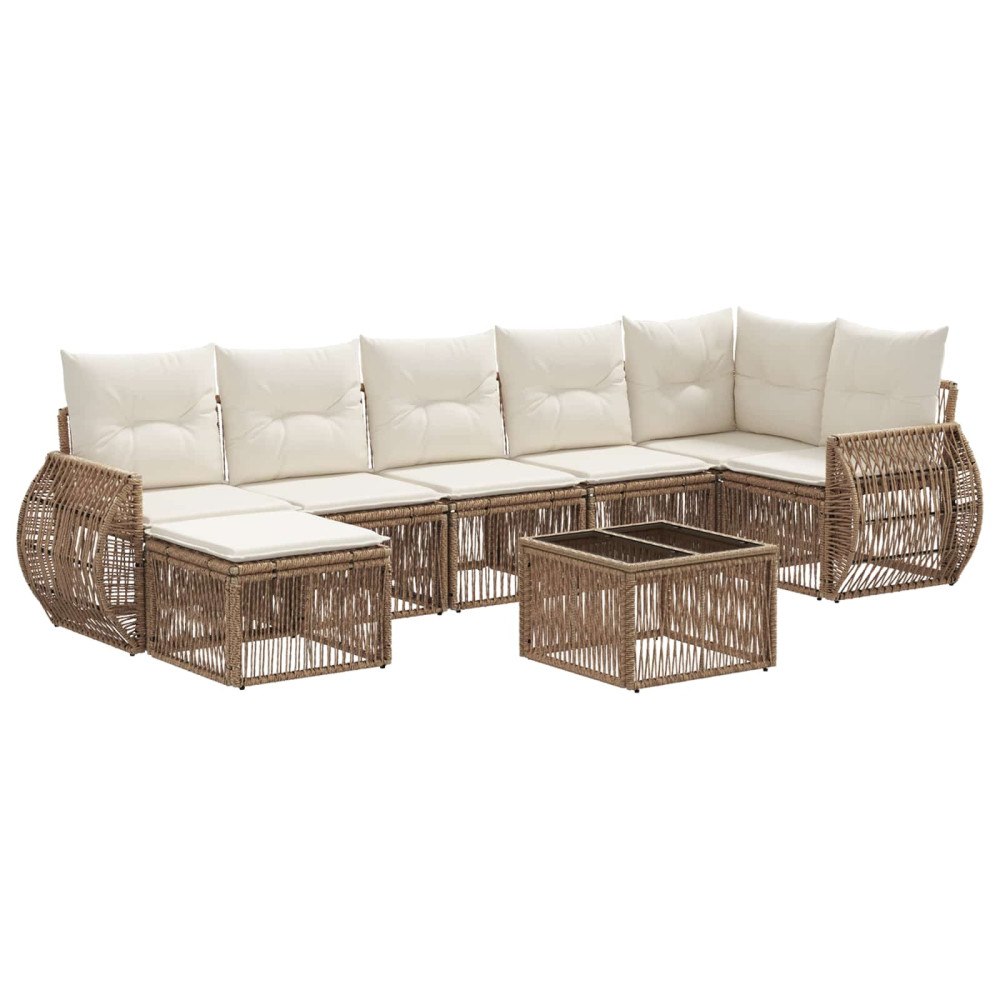 vidaXL Trädgårdsoffset 8 pcs Beige och krämvit konstrotting