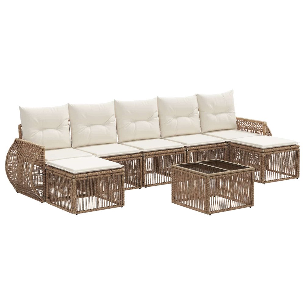 vidaXL Trädgårdsoffset 8 pcs Beige och krämvit konstrotting