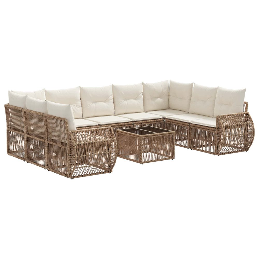 vidaXL Trädgårdsoffset 10 pcs Beige och krämvit konstrotting