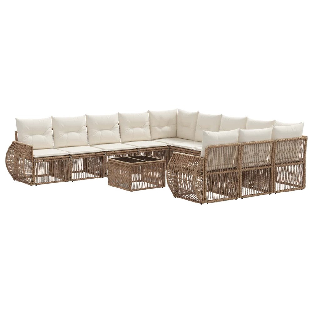 vidaXL Trädgårdsoffset 12 pcs Beige och krämvit konstrotting