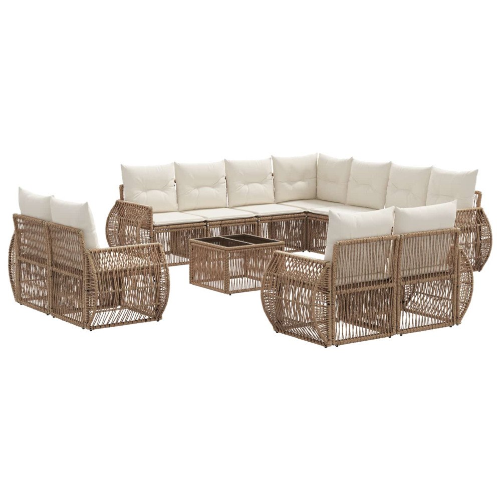 vidaXL Trädgårdsoffset 12 pcs Beige och krämvit konstrotting